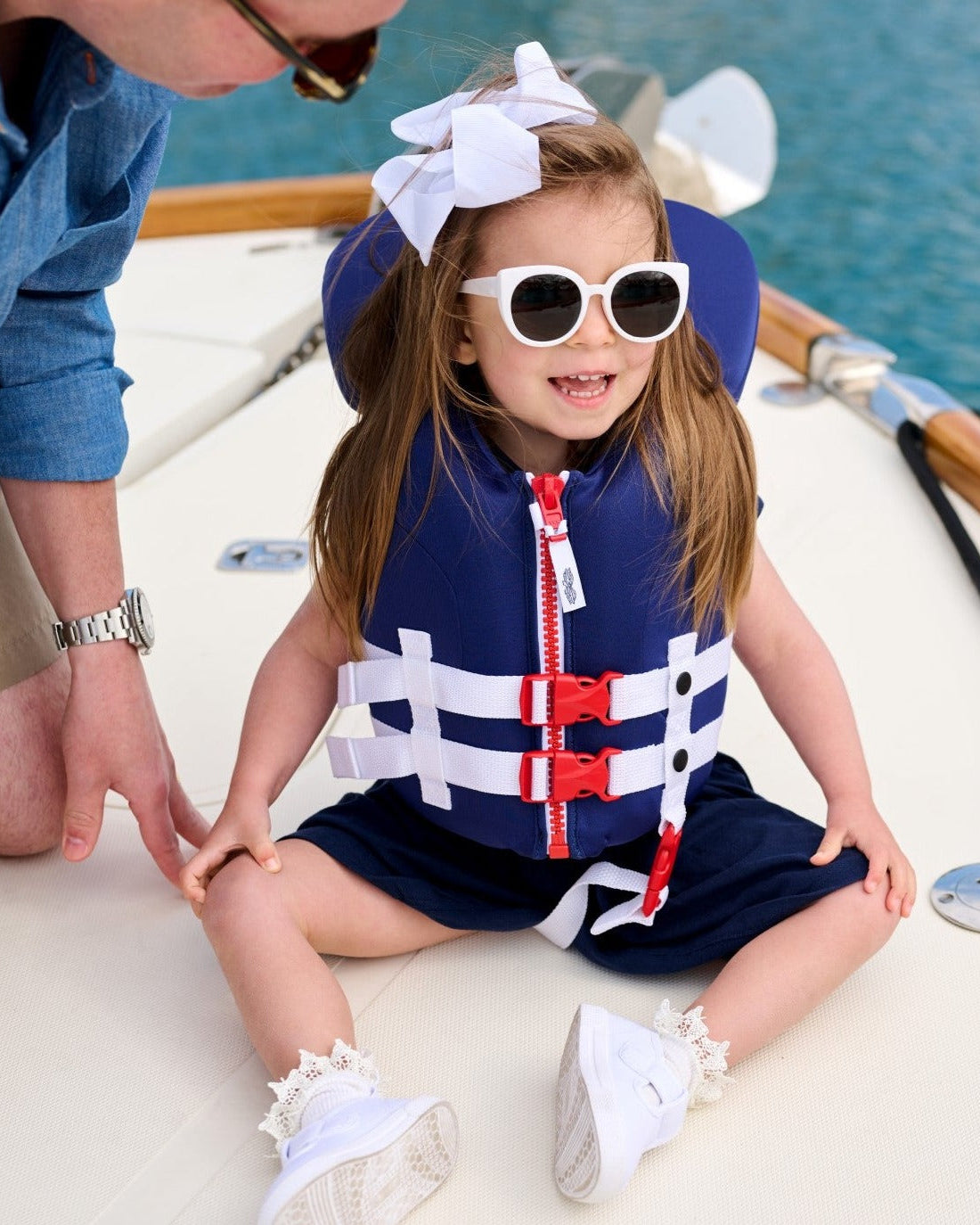 Line + Cleat United States Coast Guard Aproved Preppy Children's Life Jacket Life Vest PFD Infant 0-30 lbs Navy kids toddler classic