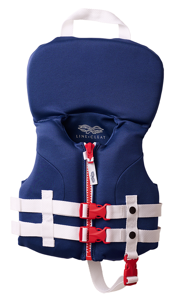 Line + Cleat United States Coast Guard Aproved Preppy Children's Life Jacket Life Vest PFD Infant 0-30 lbs Navy kids toddler classic