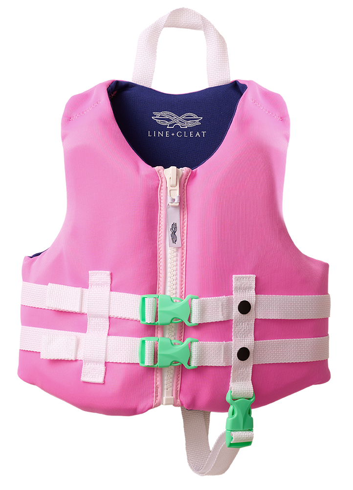 Line + Cleat United States Coast Guard Aproved Preppy Children's Life Jacket Life Vest PFD Infant 30-50 lbs Pink kids toddler classic
