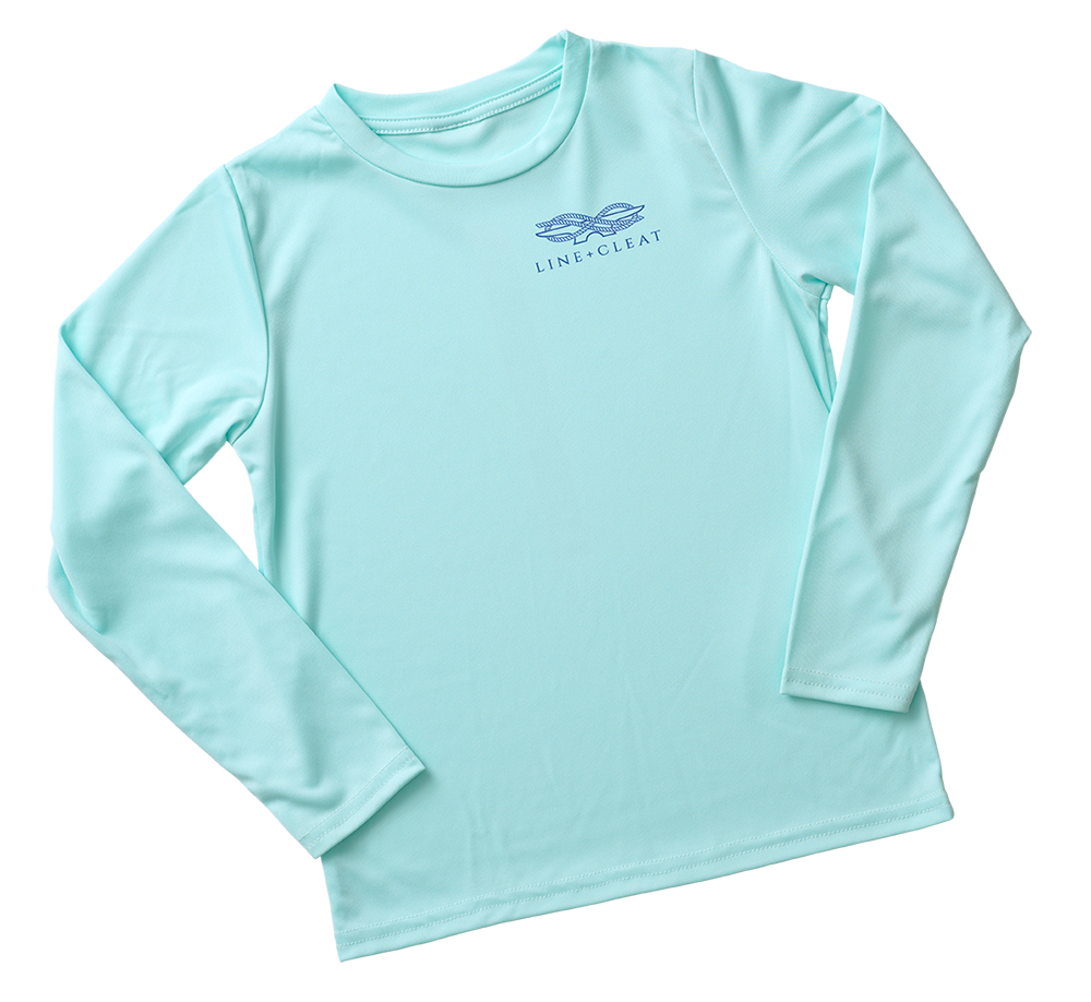 Line + Cleat UPF 50+ Sun Shirt Flag Stripe Seafoam  kids clothing toddler children style nautical