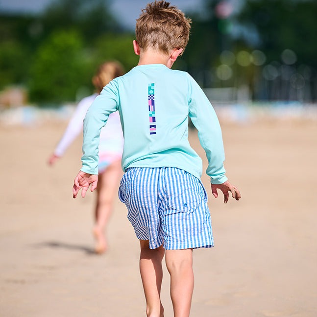Line + Cleat UPF 50+ Sun Shirt Flag Stripe Seafoam  kids clothing toddler children style nautical